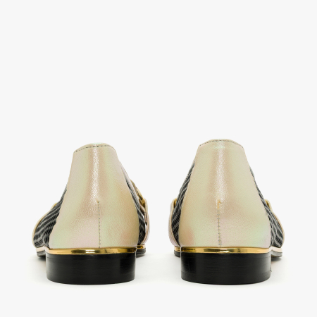 Pantofi Dama Casual / Eleganti, Piele Naturala Perforata, Negru, Accesoriu Tip Lant, Toc Comod 1 cm, Renzoni 5813 [4]