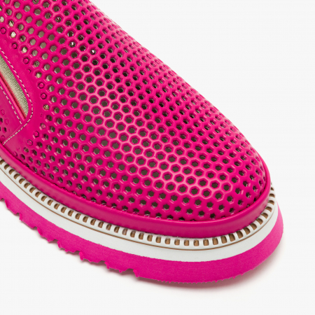 Pantofi Dama Casual Fuxia, Piele Perforată, Talpa Comoda 3 cm, LAB Milano by Renzoni 0812Y2411 [3]