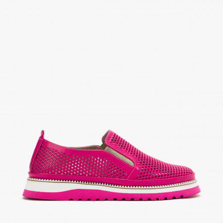 Pantofi Dama Casual Fuxia, Piele Perforată, Talpa Comoda 3 cm, LAB Milano by Renzoni 0812Y2411 [1]