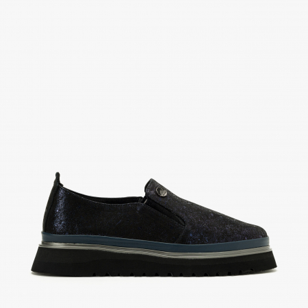 Pantofi Dama Casual, Bleumarin, Piele Imprimata, Talpa Comoda din Cauciuc, 3 cm, LAB Milano by Renzoni 241029 [1]