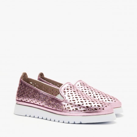 Incaltaminte Dama - Pantofi Dama Casual Lila, Talpa Comoda 2 cm, Piele Texturata, LAB Milano by Renzoni 0862000