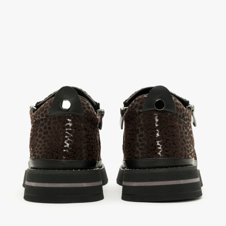 Pantofi Damă Casual, Maro Ștanțat Animal Print, Talpă Comodă 3 cm, LAB Milano by Renzoni 0452617 [4]