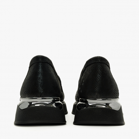 Pantofi Damă Casual, Negru, Accesoriu pe Zona de Toc, Ornamente Argintii, LAB Milano by Renzoni 10475484 [4]