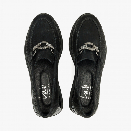 Pantofi Damă Casual, Negru, Accesoriu pe Zona de Toc, Ornamente Argintii, LAB Milano by Renzoni 10475484 [2]