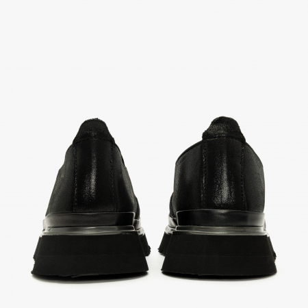 Pantofi Damă Casual, Negru, Piele Imprimată, Varf Rotund, LAB Milano by Renzoni 241025 [4]