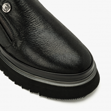 Pantofi Damă Casual, Negru, Piele Imprimată, Varf Rotund, LAB Milano by Renzoni 241025 [3]