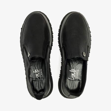 Pantofi Damă Casual, Negru, Piele Imprimată, Varf Rotund, LAB Milano by Renzoni 241025 [2]