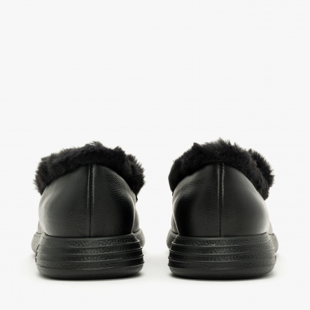 Pantofi Dama Casual, Negru, Talpă Comodă 2 cm, Ornament cu Cristale, Piele cu Blana, Giovanni Fabiani 24440 [4]