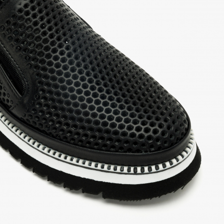 Pantofi Dama Casual Negru, Talpa Comoda 3 cm, Piele Perforată, LAB Milano by Renzoni 0812Y2411 [3]