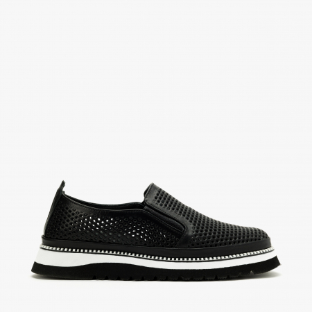 Pantofi Dama Casual Negru, Talpa Comoda 3 cm, Piele Perforată, LAB Milano by Renzoni 0812Y2411 [1]