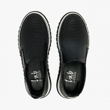 Pantofi Dama Casual Negru, Talpa Comoda 3 cm, Piele Perforată, LAB Milano by Renzoni 0812Y2411 [2]