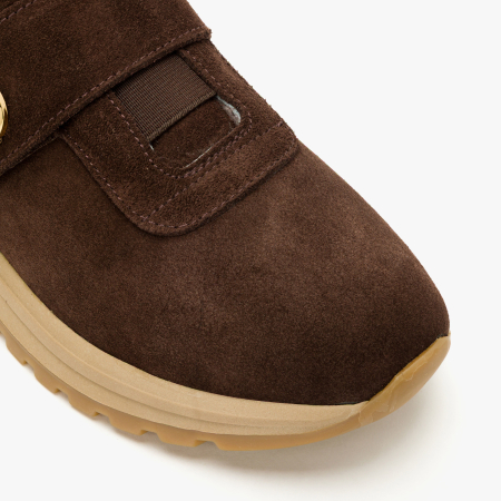 Pantofi Dama Casual Imblaniti, Piele Intoarsa Maro, Guler Imblanit, Accesoriu Metalic, Talpa Ortopedica de 4 cm, LAB Milano by Renzoni 9038 [3]