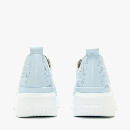 Pantofi Dama Casual Slip-On, Piele Naturala Bleu Stantata, Talpa Groasa 4 cm si Aplicatie cu Cristal, LAB Milano by Renzoni G3526344 [4]