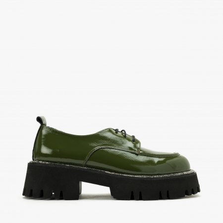 Pantofi Damă Casual, Verde, Bordura din Cristale, Finisaj din Lac, Talpa de Cauciuc, LAB Milano by Renzoni 3124 [1]