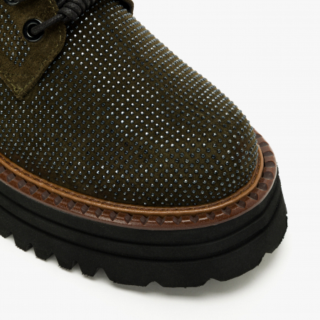 Pantofi Dama Casual Verde, Cristale Elegante și Talpă de Cauciuc de 3 cm, LAB Milano by Renzoni 06304090 [3]