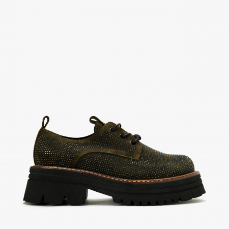 Pantofi Dama Casual Verde, Cristale Elegante și Talpă de Cauciuc de 3 cm, LAB Milano by Renzoni 06304090 [1]