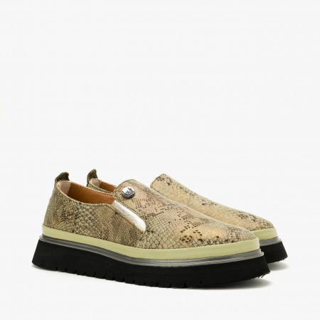 Pantofi Dama Casual - Pantofi Damă Casual, Verde, Piele Imprimată, Talpa Comoda, Cauciuc, LAB Milano by Renzoni 241025