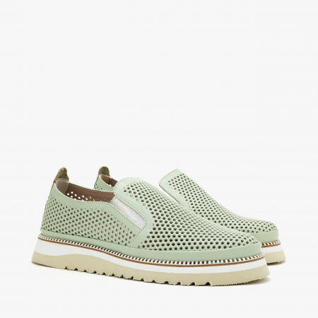 Pantofi Dama - Pantofi Dama Casual Vernil, Talpa Comoda 3 cm, Piele Perforată, LAB Milano by Renzoni 0812Y2411