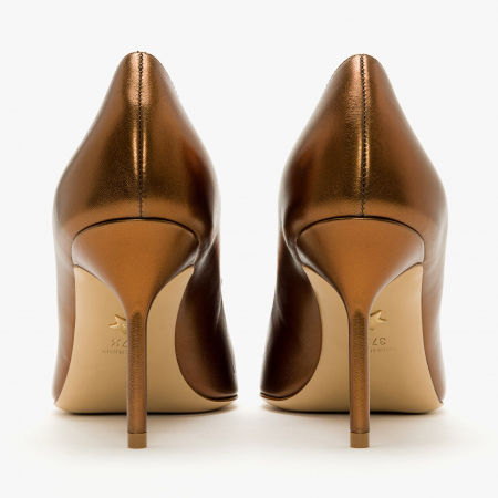 Pantofi Damă Eleganți din Piele, Culoare Cupru Metalizat, Fundă Decorativă, Toc Subțire, Giorgio Fabiani 241059 [4]