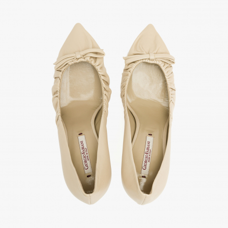 Pantofi Dama din Piele de Culoare Crem cu Funda din Piele, Giorgio Fabiani 241058 [2]