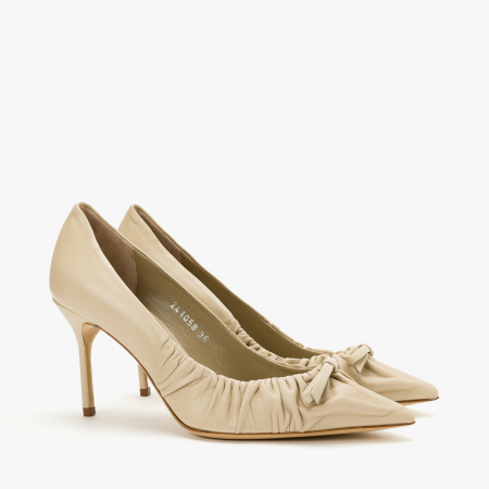 Pantofi Dama - Pantofi Dama din Piele de Culoare Crem cu Funda din Piele, Giorgio Fabiani 241058
