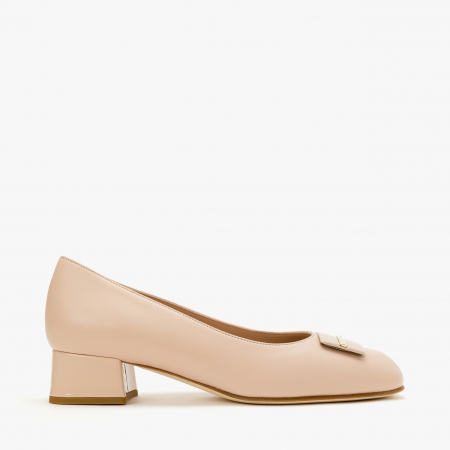 Pantofi Dama din Piele de culoare Nude, Toc Comod, Accesoriu pe Varf, Talpa de Talpa, Toate Sezoanele, Angelo Giannini 1230 [1]