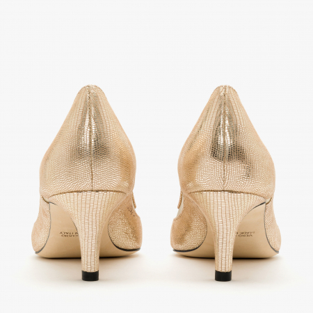 Pantofi Dama Eleganți Auriu, Toc Subțire și Detalii în Nabuc/Plasă, Accademia 3701/2024 [4]