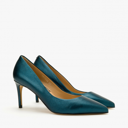 Pantofi Dama - Pantofi Damă Eleganți, Bleumarin Sidefat, Toc Subțire 8 cm, Vârf Ascuțit, Giorgio Fabiani 191506