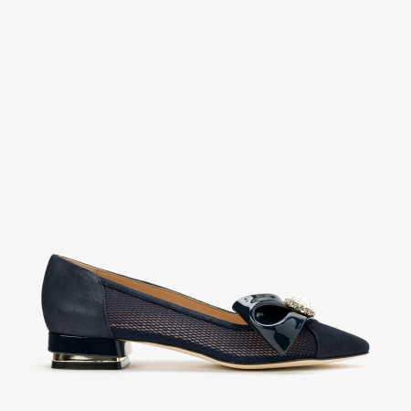 Pantofi Dama Eleganți, Bleumarin, Toc Comod 3 cm, Cristale Swarovski, Accademia 3700/2024 [1]