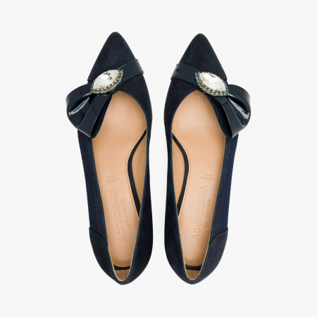 Pantofi Dama Eleganți, Bleumarin, Toc Comod 3 cm, Cristale Swarovski, Accademia 3700/2024 [2]