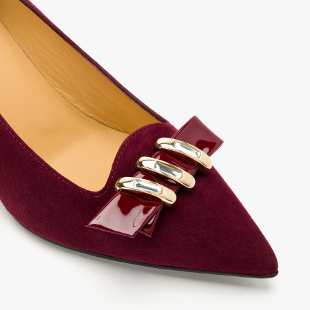Pantofi Damă Eleganți, Bordo, Piele Întoarsă, Toc Subțire 7 cm, Giovanni Fabiani 24274 [3]
