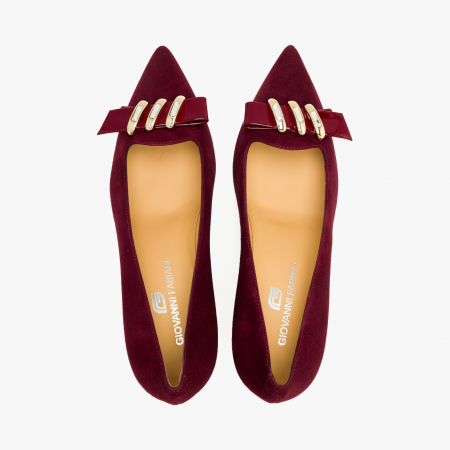 Pantofi Damă Eleganți, Bordo, Piele Întoarsă, Toc Subțire 7 cm, Giovanni Fabiani 24274 [2]