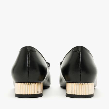 Pantofi Dama Eleganti din Piele Naturala Neagra, Toc Comod 2 cm, Varf Ascutit, Cristale Negre, Renzoni 8885 [4]