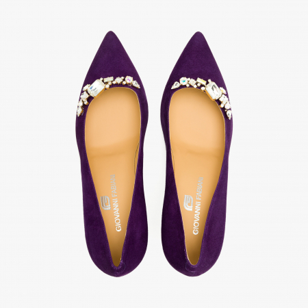 Pantofi Dama Eleganti, Mov, Toc Subțire 7 cm, Cristale Swarovski, Giovanni Fabiani 24273 [2]