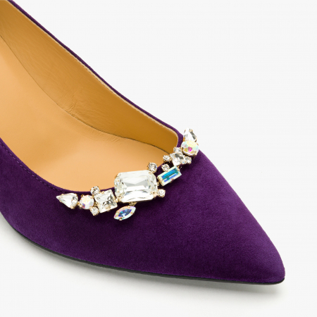 Pantofi Dama Eleganti, Mov, Toc Subțire 7 cm, Cristale Swarovski, Giovanni Fabiani 24273 [3]