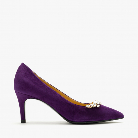 Pantofi Dama Eleganti, Mov, Toc Subțire 7 cm, Cristale Swarovski, Giovanni Fabiani 24273 [1]