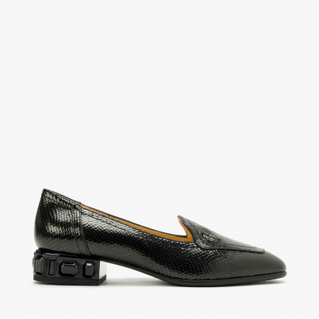 Pantofi Dama Eleganti, Negru, Cristale Inserate pe Toc, Piele Stantata, Giovanni Fabiani 24467 [1]