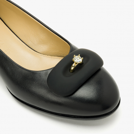Pantofi Damă Eleganți, Negru, Toc Comod 2 cm, Accesoriu Tip Inel, Toate Sezoanele, Accademia 3727 [3]