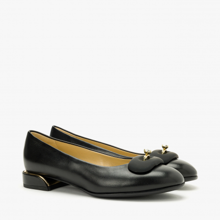 Pantofi Damă Eleganți, Negru, Toc Comod 2 cm, Accesoriu Tip Inel, Toate Sezoanele, Accademia 3727 [0]