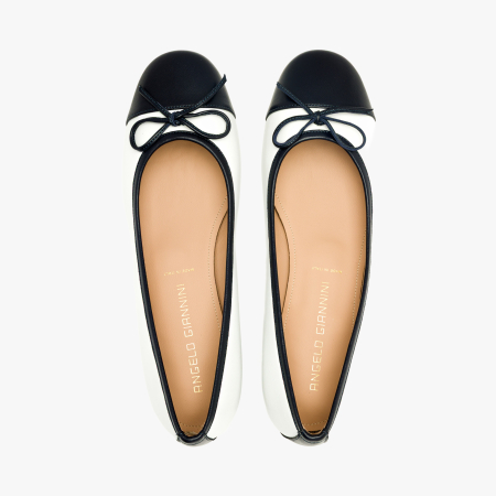 Pantofi Dama Eleganti, Piele Naturala Alba, Varf Contrastant Bleumarin, Toc Bloc 3 cm, Angelo Giannini 3026 [2]