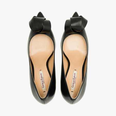 Pantofi Damă Eleganți, Piele Neagră, Accesoriu din Piele, Toc Subțire 8 cm, Vârf Ascuțit, Giorgio Fabiani 241059 [2]