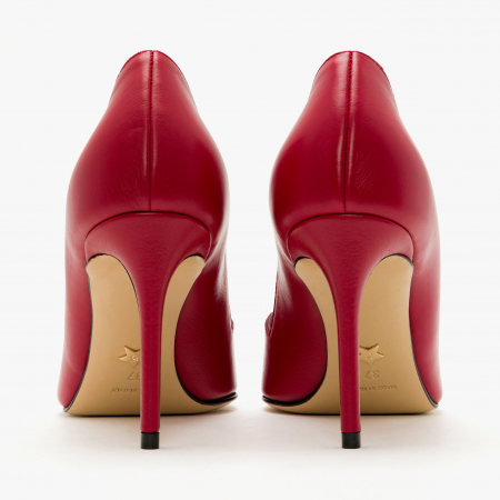 Pantofi Damă Eleganți, Culoare Roșie, Bordură din Lac Negru, Toc Subțire 9 cm, Vârf Ascuțit, Giorgio Fabiani 232062 [4]