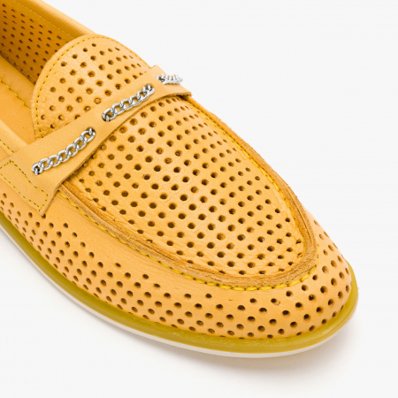 Pantofi Dama Casual, Piele Perforata, Culori Bej, Bleu si Galben, Comozi, Talpa Flexibila, LAB Milano by Renzoni 200 [3]