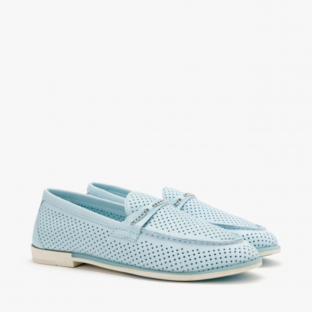 Pantofi Dama Casual, Piele Perforata, Culori Bej, Bleu si Galben, Comozi, Talpa Flexibila, LAB Milano by Renzoni 200 [0]