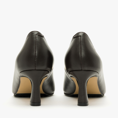 Pantofi Dama Eleganti, Piele Naturala Maro, Accesoriu Metalic Auriu, Varf Ascutit si Toc Evazat 5 cm, Renzoni 9012 [4]