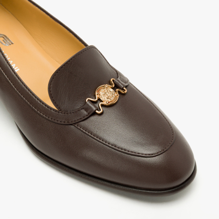 Pantofi Damă Eleganți Maro, Accesoriu Auriu și Toc Comod, Giovanni Fabiani 25390 [3]