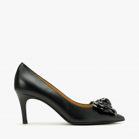 Pantofi Dama Eleganti, Negru, Toc Subtire 7 cm, Ornament pe Rist, Giovanni Fabiani 24360 [1]