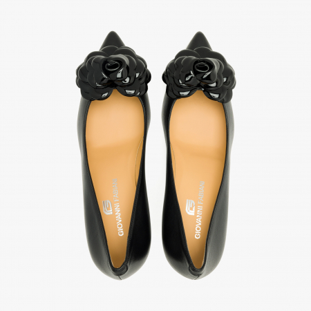 Pantofi Dama Eleganti, Negru, Toc Subtire 7 cm, Ornament pe Rist, Giovanni Fabiani 24360 [2]