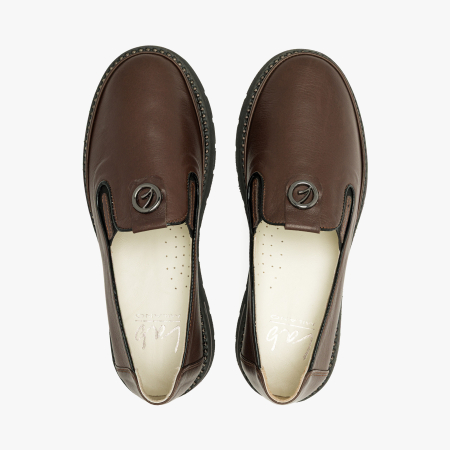Pantofi Dama Casual din Piele Naturala Maro, Talpa Comoda si Accesoriu Metalic, LAB Milano by Renzoni 228656 [2]