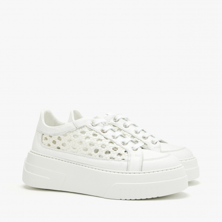 Pantofi Dama Sport - Pantofi Dama Casual, Culoare Alba, Talpa Comoda in 2 Straturi, Spuma Presata si Talpa de Cauciuc, Renzoni 5396